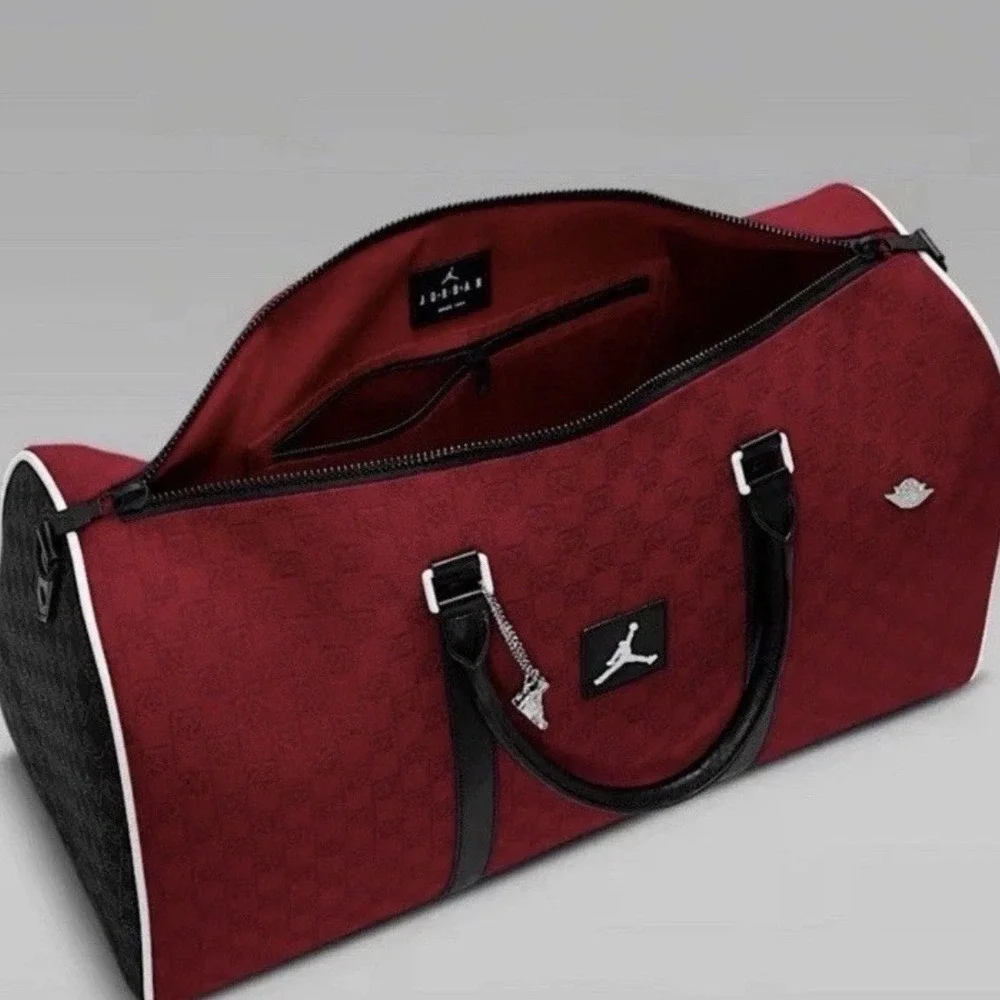 Jordan Nike Monogram Luxury Duffle Bag Varsity Red 40L Luggage Travel LM0759-H15